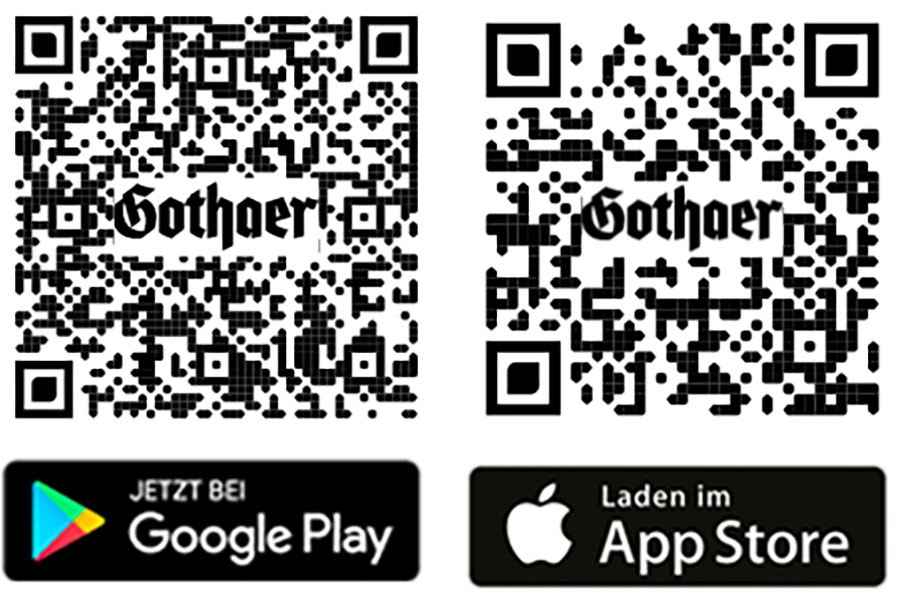 QR-Codes der Gothaer Gesundheitsapp bei Google Play und App Store