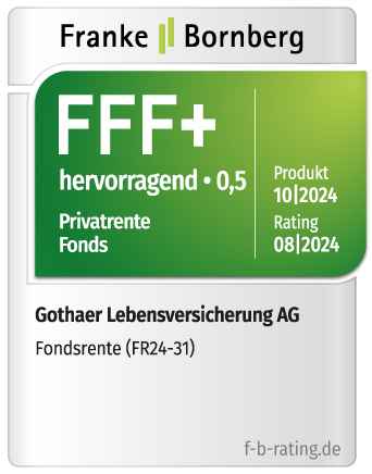 Gothaer Lebensversicherung ausgezeichnet von Franke Bornberg: Privatrente Fondsrente FFF+ hervorragend 0,5